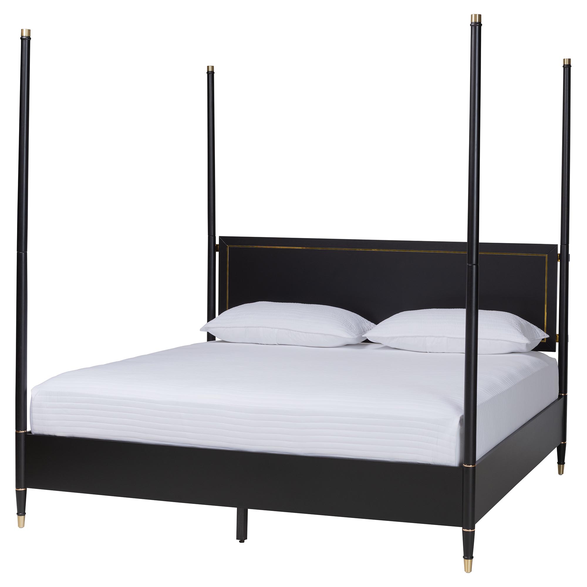 Baxton Studio Four-Poster Art-Deco Platform Bed, King, Black