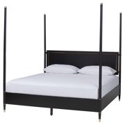 Baxton Studio Four-Poster Art-Deco Platform Bed, King, Black