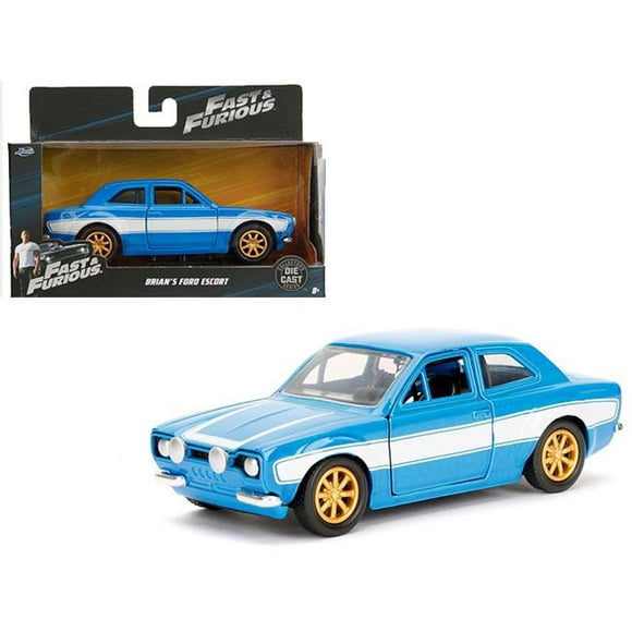 Jada Toys 97188 1 isto 32 Brians Ford Escort Fast & Furious Movie Diecast Model Car&#44; Blue & White