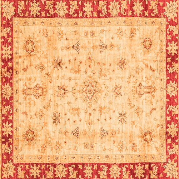 Ahgly Company Indoor Square Abstract Orange Modern Area Rugs, 6' Square
