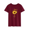 thumbnail image 3 of Women Faith Sunflower Print Top Short Sleeve Round Neck Casual Tee, 3 of 6