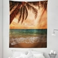 thumbnail image 1 of Tropical Tapestry, Seascape Scenery with Ocean Beach Palm Tree and Sunset Sky in Soft Tones, Fabric Wall Hanging Decor for Bedroom Living Room Dorm, 5 Sizes, Multicolor, by Ambesonne, 1 of 1