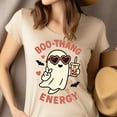 thumbnail image 4 of Boo Thang Energy Ghost Graphic Tee | Cute Bubble Tea Shirt for Women, Dark Heather, Size 3XL, 4 of 6