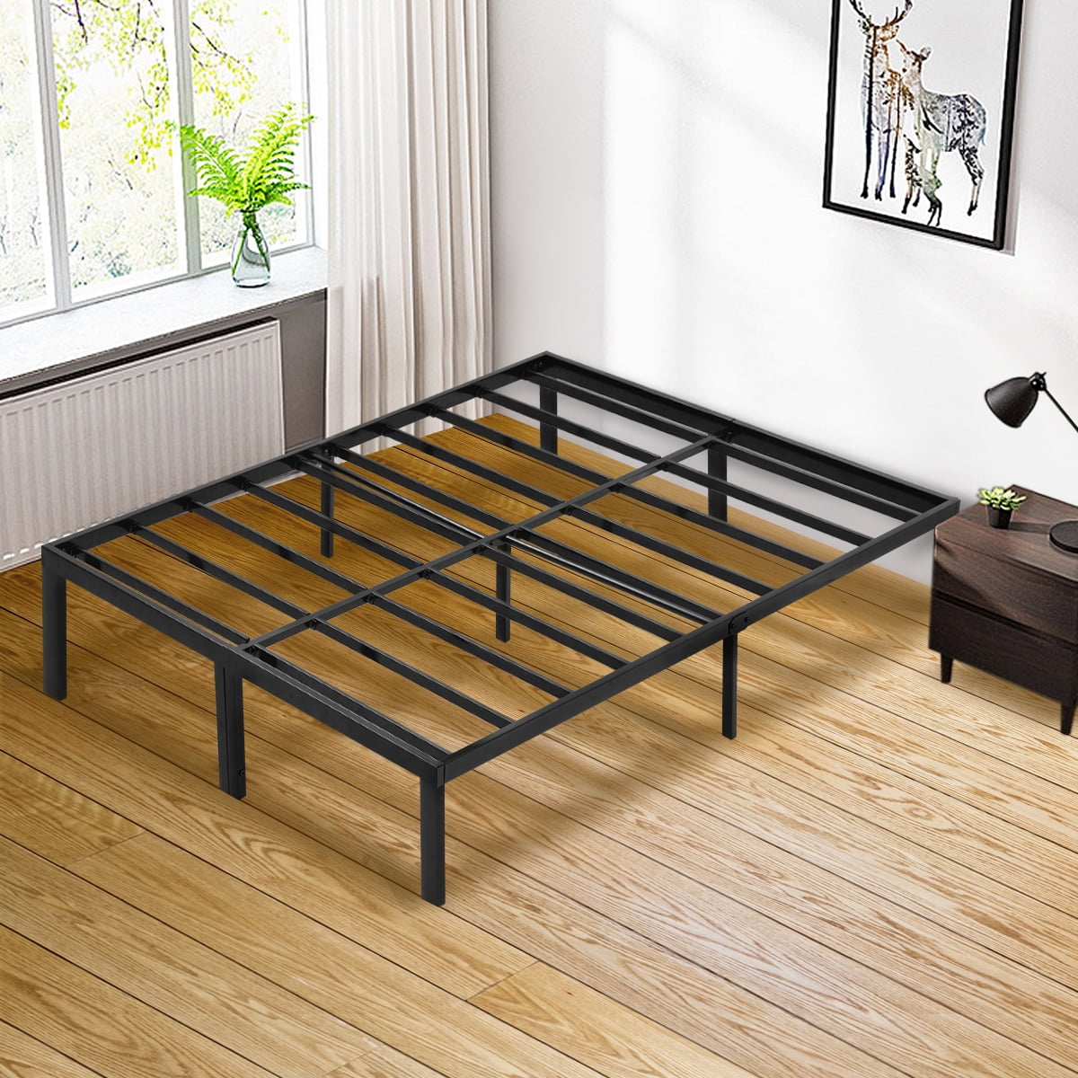 Bed Frame, 14 Inch Metal Platform Bed Frame with Storage, Heavy Duty