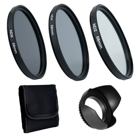 58mm Professional DSLR Camera Lens Filters Kit with Lens Hood - Premium Replacement Photography Accessories