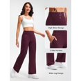 thumbnail image 3 of Pantalones de yoga Libin, pierna ancha, 31 cm de cintura alta para mujer, color burdeos XS, 3 of 7