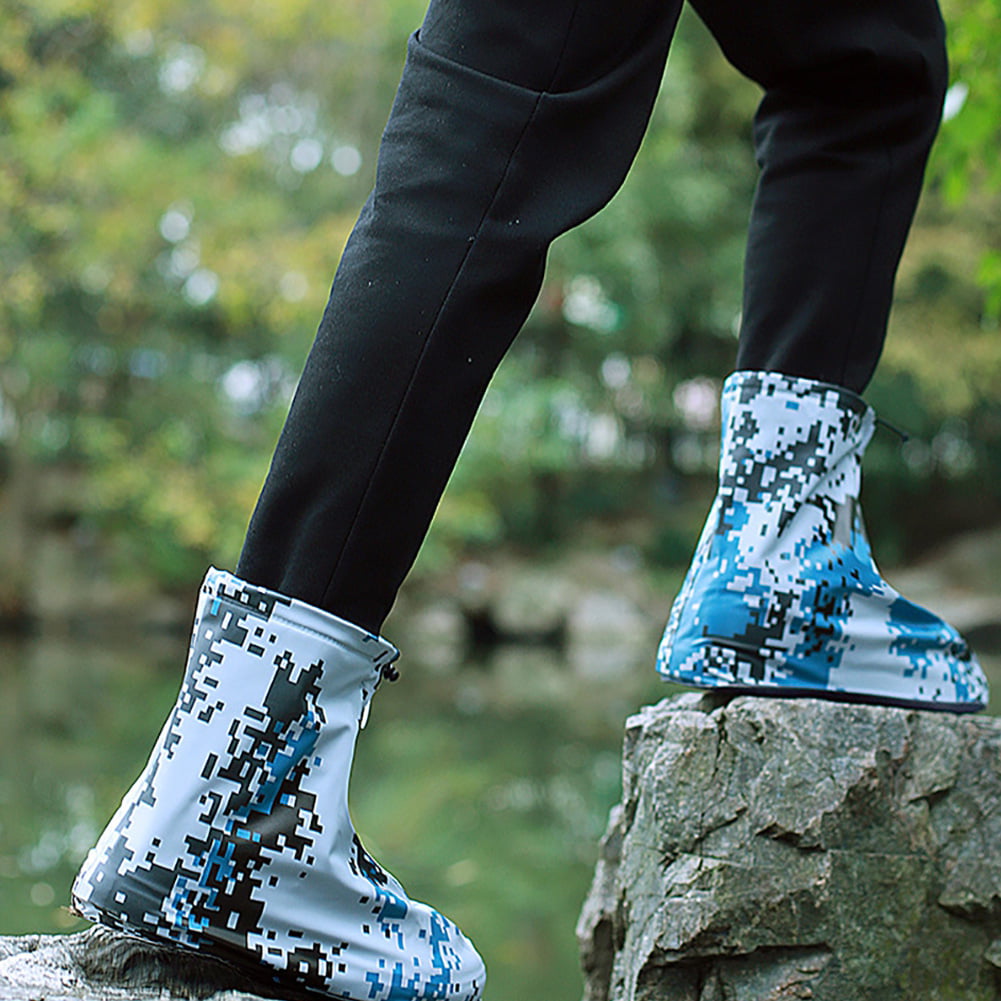 Reusable Rain Shoes Covers Bike Waterproof Zipper Overshoes Boots Gear Anti-Slip 