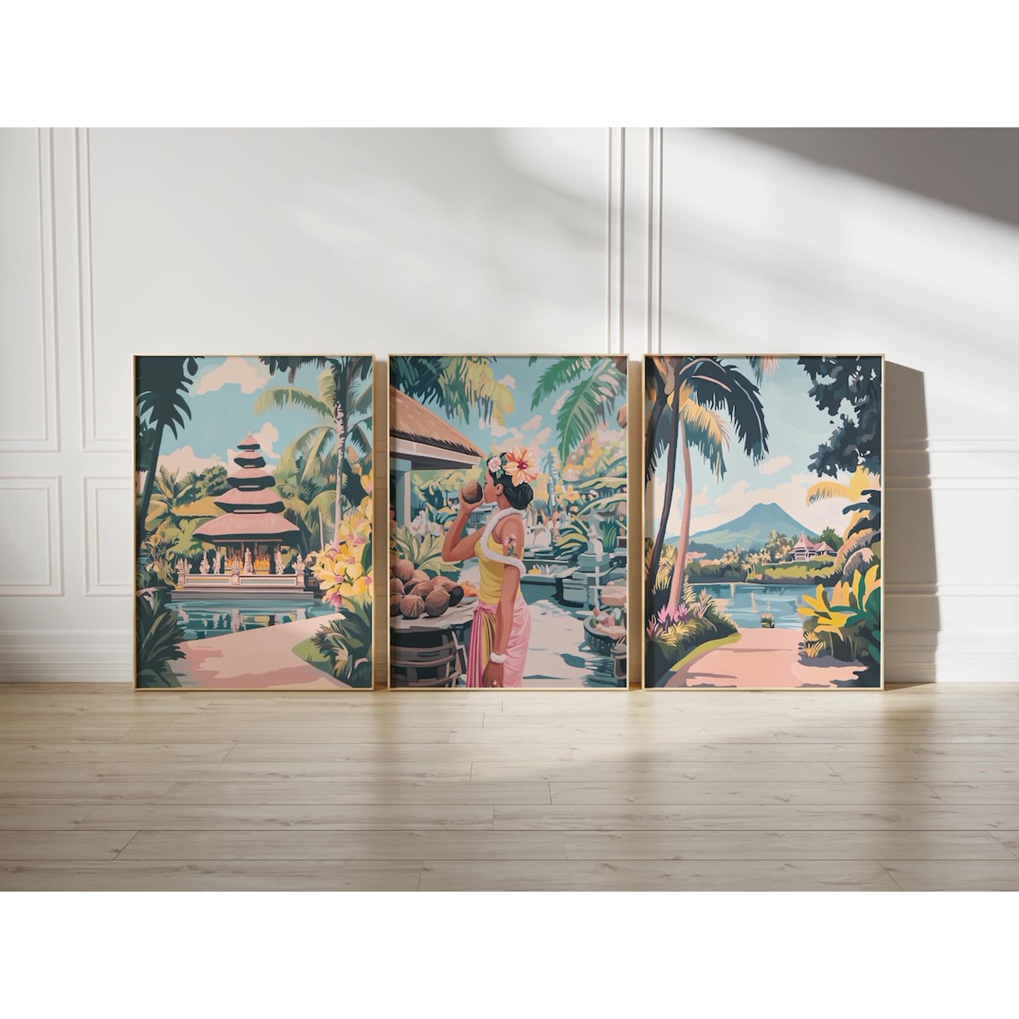 Bali Poster Set Indonesia Wall Art Bali Art Poster Indonesia Art Poster Bali Travel Tirta Gangga Temple Asia Poster, Poster Only