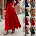 thumbnail image 2 of Summer Skirts for Women Casual Striped Soft & Lightweigh Women's Chiffon Elastic Waist Pleated Flared Maxi Skirts, 2 of 6