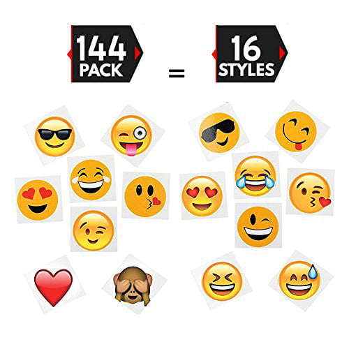 Pelagic Headless disconnected 144 2" temporary emoji tattoos - 16 assorted emoticon styles - fun gift,  party favors, party toys, goody bag favors - Walmart.com