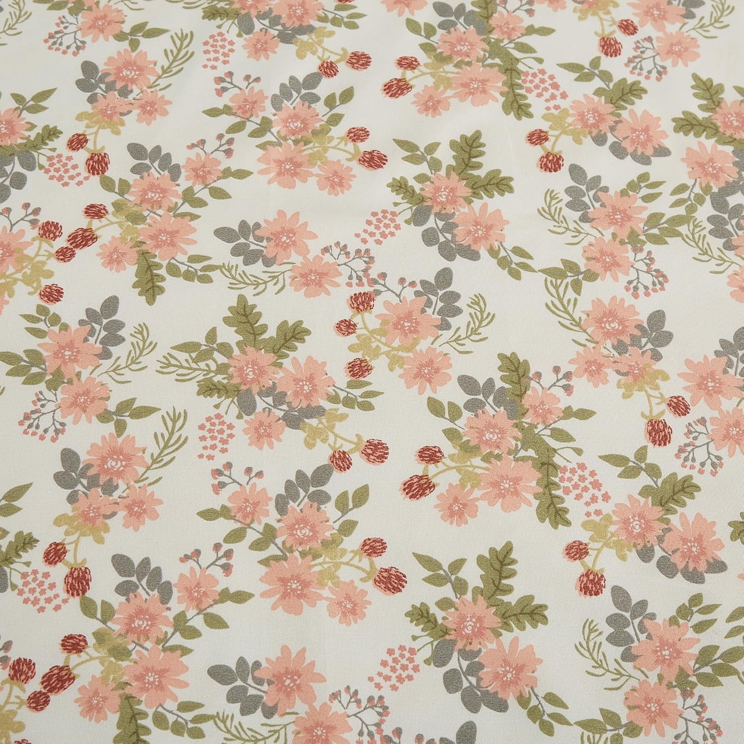 Chezmoi Collection 4-Piece Floral Window Curtain Set with Sheer Backing, Multicolor Pink Red Green Gray Floral Flowers Printed Microfiber, 120 inch x 84 inch