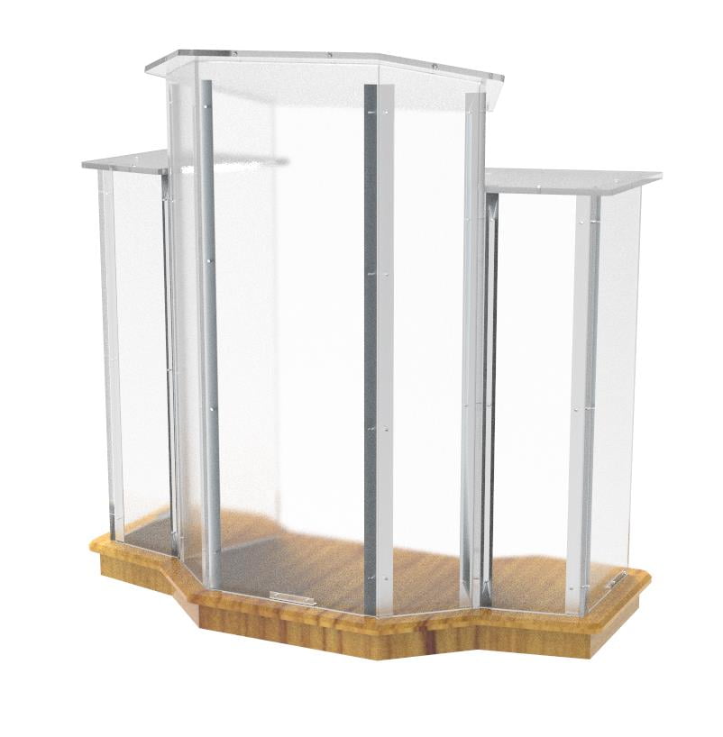 Assembly Required 11909NEW-NF Wood Base w/Clear Ghost Acrylic Lectern Pulpit FixtureDisplays Podium 3 Tier Construction 