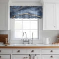 thumbnail image 3 of Navy Blue Marble Valance Curtains for Kitchen/Living Room/Bathroom/Bedroom Window, Rod Pocket Small Topper Half Short Window Curtains Voile Sheer Scarf, Modern Contemporary Art 54"x18", 3 of 8