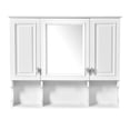 thumbnail image 6 of Tcbosik 35"x28.7" 3-Door Wall Mounted Mirror Cabinet, White Wood Medicine Cabinet with Adjustable Shelves, Center Mirror Door, Open & Hidden Storage, 6 of 9