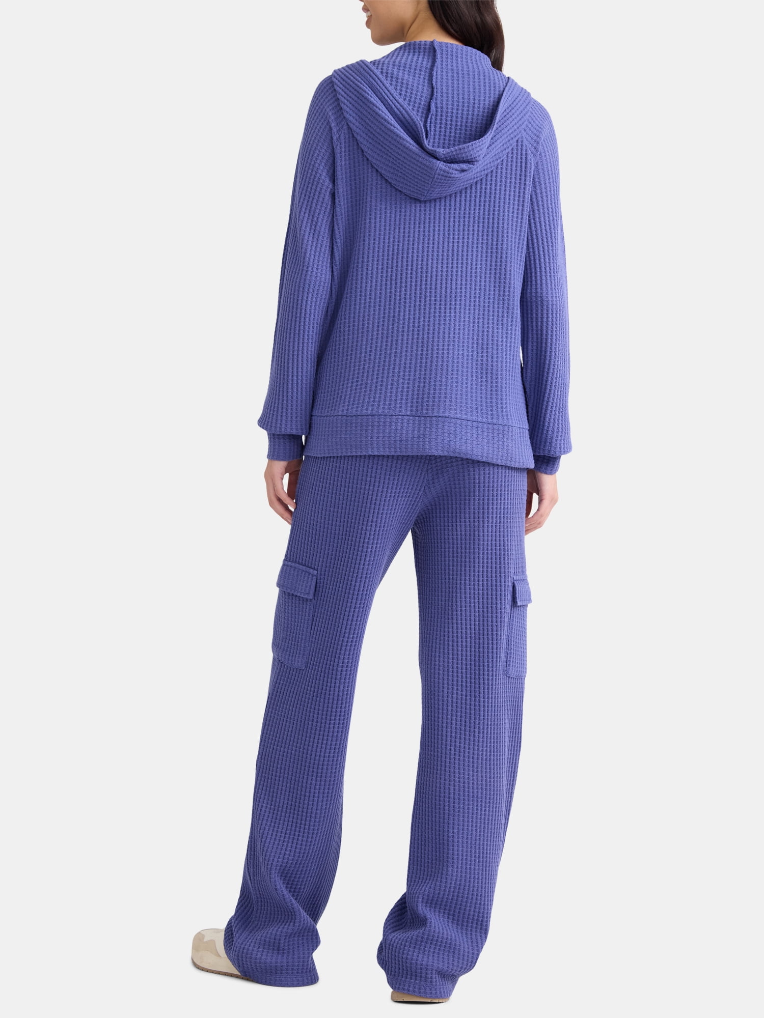 Time and Tru Women's Waffle Hoodie and Pants Set, 2-Piece Time and Tru Women's Waffle Hoodie and Pants Set, 2-Piece