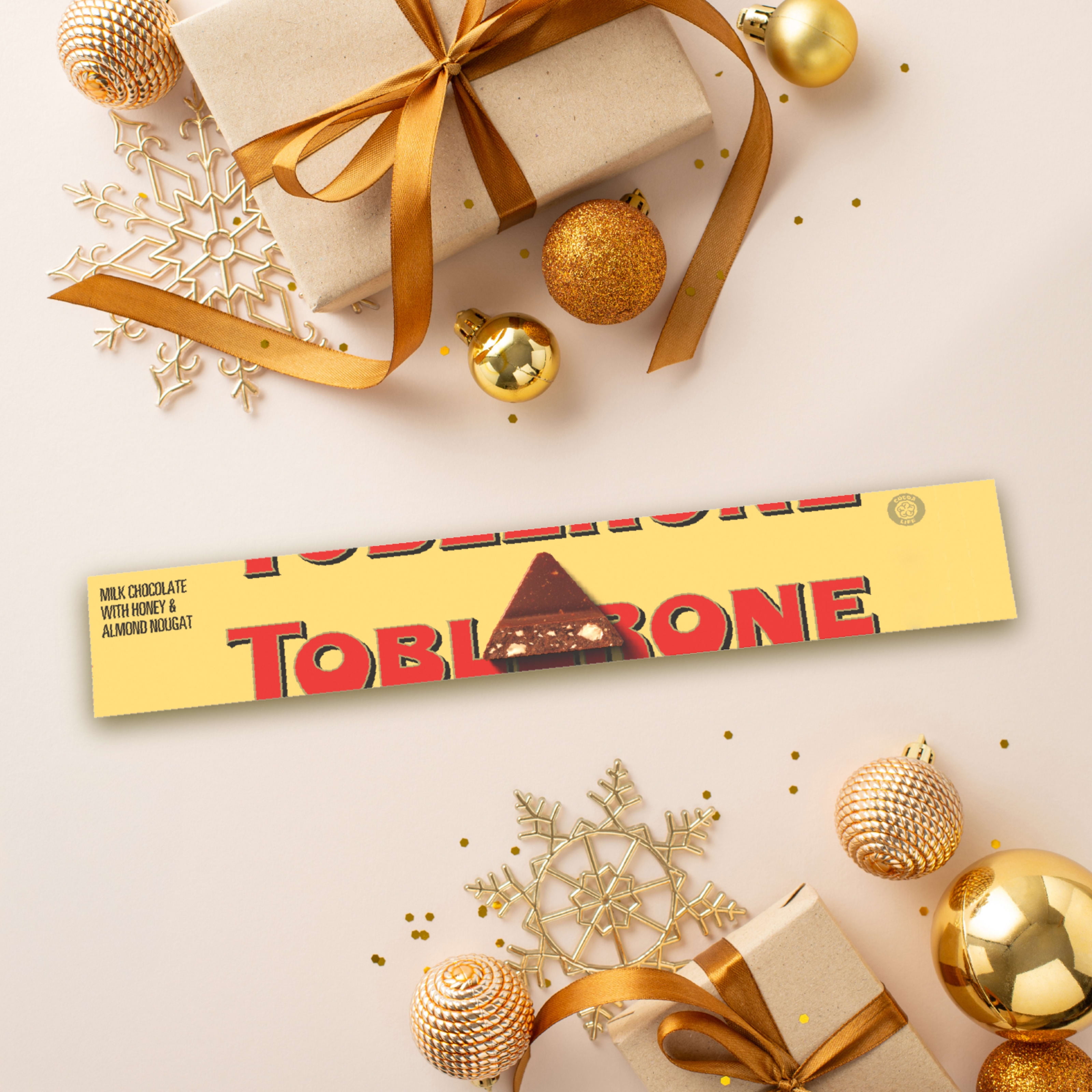 TOBLERONE, Premium Smooth Swiss Milk Chocolate Bar, With Honey and Almond Nougat, imported from Europe, Stocking Stuffer, Holiday Gift, 100 g