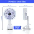Clip on Fan with LED Lamp, Rechargeable Desk Fan, 4 Speed 360Rotating Detachable Clamp Fan