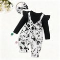 thumbnail image 2 of CAICJ98 Baby Girl Clothes Fall Winter Long Sleeve Bubble Romper Floral Bow One Piece Jumpsuit Cute Outfits (Black,6-9 Months), 2 of 5