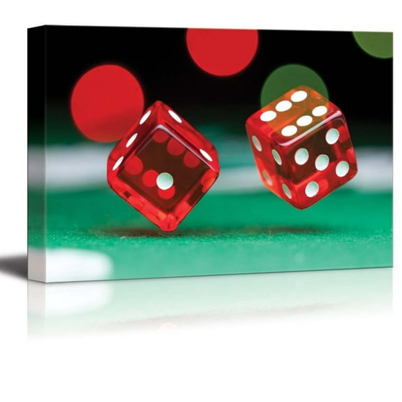 Canvas Prints Wall Art - Two Dice Casino Concept | Modern Wall Decor/Home Decoration Stretched Gallery Canvas Wrap Giclee Print & Ready to Hang - 24" x 36"