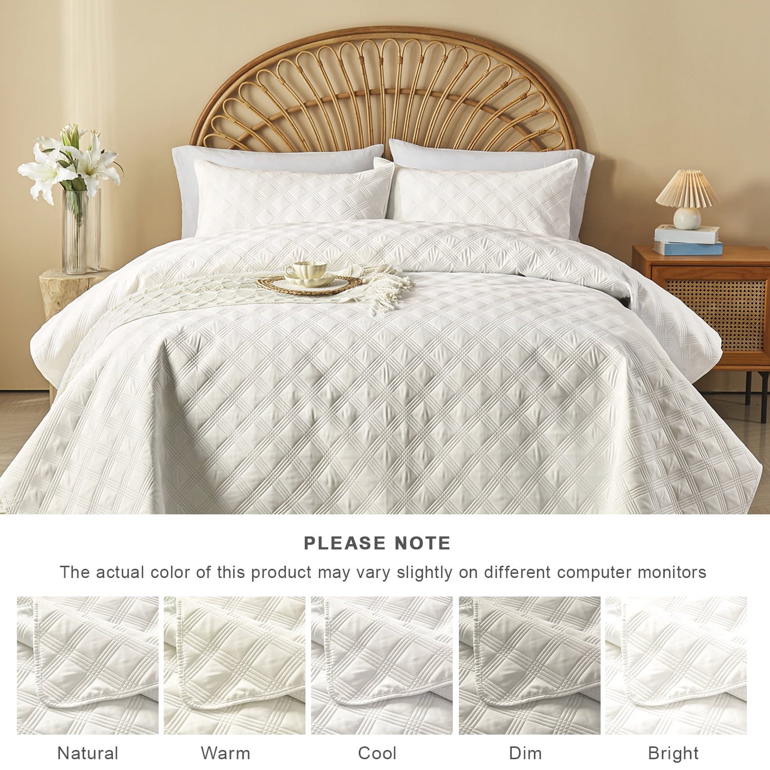 Davulos 3-Piece King Quilt Sets with Shams Soft Lightweight Coverlet Bedding Set Reversible Summer Coverlet，
