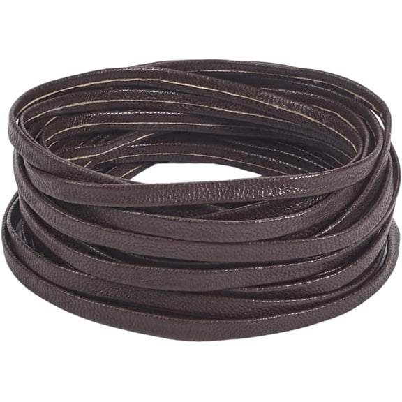 5.5 Yards 5mm Leather String Flat Leather Cord 1mm Thick Double Sided Lychee Pattern Leather Lacing Strips Soft Lambskin Leather Straps Glossy PU Leather Rope