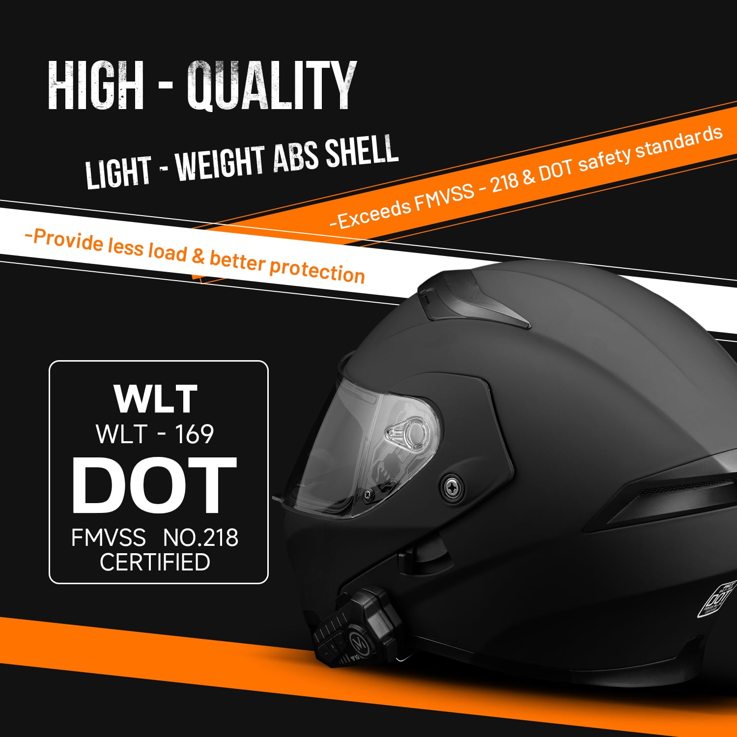 Oumurs Motorcycle Bluetooth Modular Full Face Dual Visor Flip-Up Adjustable XL Helmet