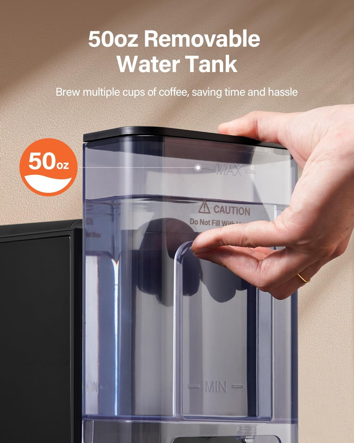 Single Serve Coffee Maker, Hot and Iced Coffee Machine for K Cup Pods & Ground Coffee, 6 to 14 oz Brew Sizes, with 50 oz Large Water Tank, Removable Drip Tray, Stainless Steel, Red