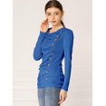 thumbnail image 2 of Women's Cowl Neck Long Sleeves Buttons Decor Ruched Top, 2 of 6