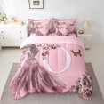 thumbnail image 2 of Erosebridal Literie Romantique à Roses Format Grand, Ensembles de Literie Lettre Initiale O Format Grand, Ensemble de Lit Réversible Princesse de Conte de Fées, Microfibre Décorative pour la Chambre, 7 Pcs, 2 of 6