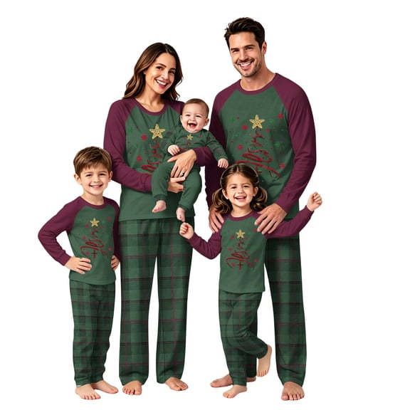 Lvotionpl 2026 Family Christmas Pajamas Matching Sets, Matching Family Christmas Pjs Long Sleeve Top & Pants Set Matching Holiday Family Pajama Xmas Sets