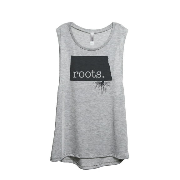 Thread Tank Home Roots State North Dakota ND Women's Sleeveless Muscle Tank Top Sport Grey Small