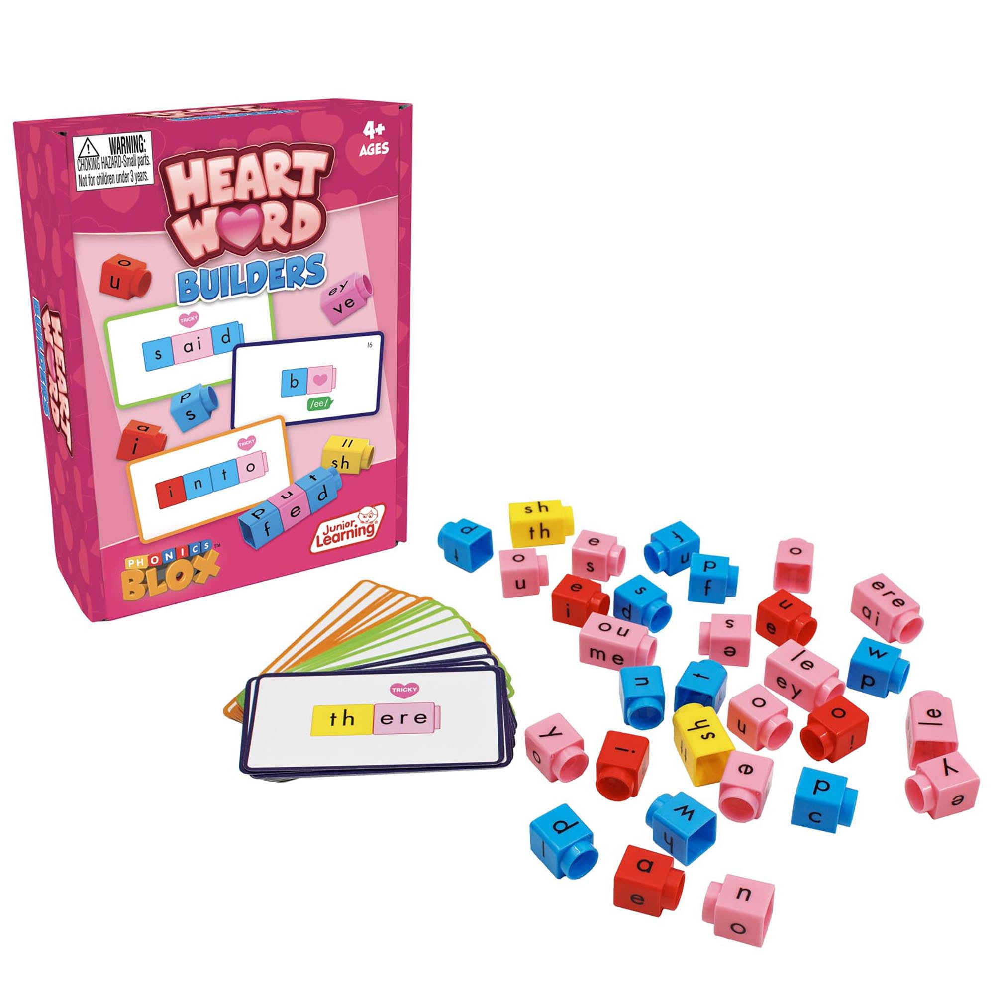 Junior Learning: Phonics Blox: Heart Word Builders - Build Tricky Words With Letter Blocks, Phonetic Cues, Reading Foundation Development, Kids Age 4+