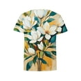 thumbnail image 5 of Otvok Women Plus Szie Summer T-Shirt Botanical Printed Regular Short Sleeve Round Neck Blouses, 5 of 6