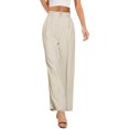 thumbnail image 5 of Baqcunre Womens Shorts Womens Wide Leg Business Pants High Waisted Capris Straight Long Work Trousers With Pockets Cargo Pants Women Women'S Pants Beige L, 5 of 7