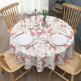 thumbnail image 3 of Pink Baseballs with Bows Pattern Round Tablecloth 60"x60",Wrinkle Wipeable Table Cloth for Kitchen Dining Room Picnic Patio Party, 3 of 6
