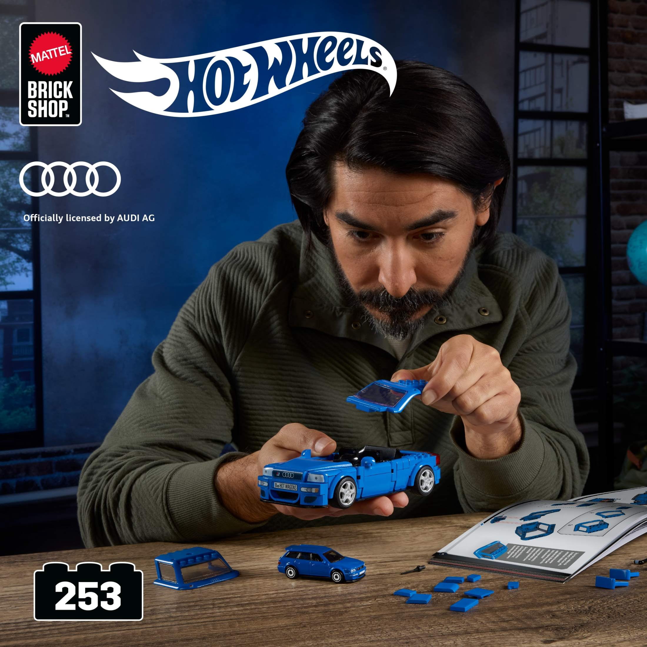 Mattel Brick Shop Hot Wheels '94 Audi Avant RS2 Building Toy Kit (253 Pieces), for Collectors