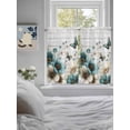 thumbnail image 3 of Teal Tulip Butterfly Bathroom Window Curtain, Beige Turquoise Floral Grey Wooden Light Filtering Coffee Kitchen Curtains, Bedroom Living Room Curtains 2 Panel 84"x45", 3 of 6