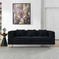 thumbnail image 2 of Teddy 81Inch Oversized 3 Seater Sectional Sofa with Deep Seat Design,Comfort Fabric Sectional Sofa with 3 Pillows,Modern  Upholstered Loveseat with Stylish Metal Legs for Living Room, Bedroom,Black, 2 of 9