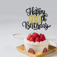 thumbnail image 4 of Cake Topper Leetaivie para 100.º cumpleaños negro y dorado con brillo, 4 of 6