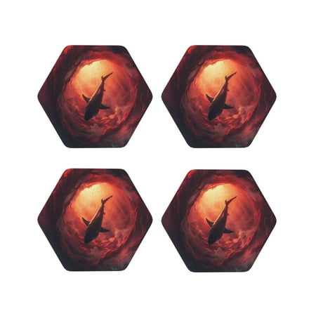 

Tideii Shark Underwater Vortex for Leather Coasters 4 Pieces Anti-fouling and Anti-scalding Decorative Coasters Suitable for Restaurants Kitchens Coffee Shops-Hexagon