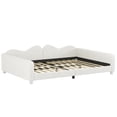 thumbnail image 6 of Full Size Wood Daybed, Sherpa Fabric Sofabed with Cloud-Shaped Backrest, Upholstered Day Bed Frame Bedroom Sofabed for Multipurpose Guest Room or Living Room, White, 6 of 7