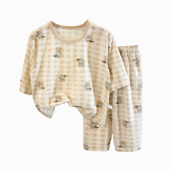 UAYOTSE Toddler Kids Boy Girl Pajamas Set Gentle Breathable Fun Doodle Print Sleepwear Crewneck Top and Relaxed Pants 2Pieces 12M-5T
