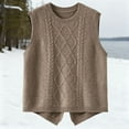 thumbnail image 5 of Iyufng Sweater Vest Women Cable Knit Vintage Sleeveless Crewneck Knitwear Casual Fashion Solid Color Lightweight Knitted Pullover Tank Tops Fall Winter Coffee, 5 of 7