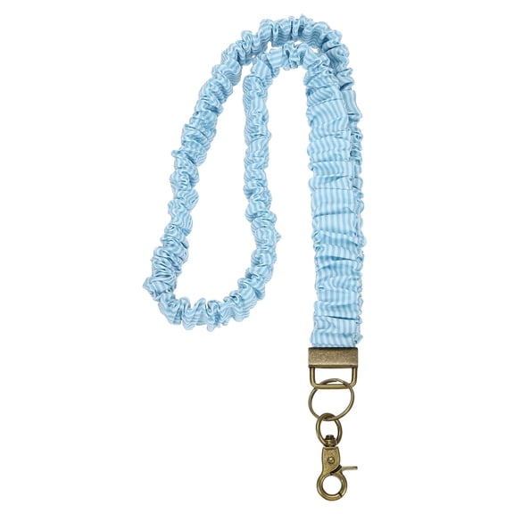 Scrunchie Lanyard Teacher, Stretchy Lanyards for Teachers Cute Retractable ID Badge Holder with Clips for Women, Blue Striped