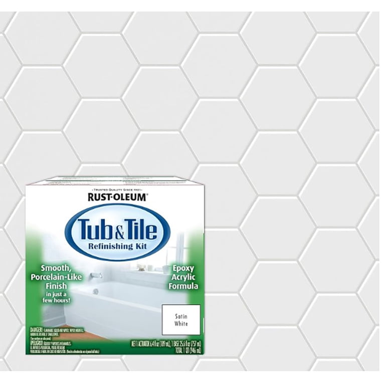 Rust-Oleum Tub & Tile Refinishing Kit – 2-Part Epoxy Acrylic White Paint, Covers 110 Sq Ft, Renews Bathtubs, Sinks & Ceramic Tile Without Replacement