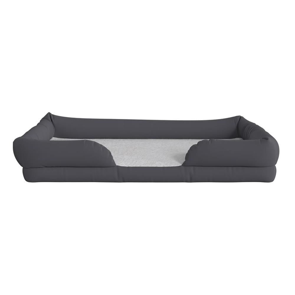 Pemberly Row Orthopedic 44" x 34" Fabric and Memory Foam Dog Bed in Gray