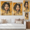 thumbnail image 4 of Designart 'Girl Face With Green Eyes & Black Hair Impression' Modern Print on Natural Pine Wood, 4 of 5