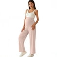 thumbnail image 7 of Amzcrzy Maternity Pants High Waist Over Belly Wide Leg Trousers Pants for Women with Pockets High Elastic Breathable Straight Leg Summer Pants for Pregnancy Pink S, 7 of 7