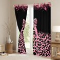 thumbnail image 3 of Erosebridal Girls Pink Leopard Print Blackout Curtains Set of 2 (52x84 Each),Cute Bows Initial Letter A Window Curtains For Girls Women, 3 of 7