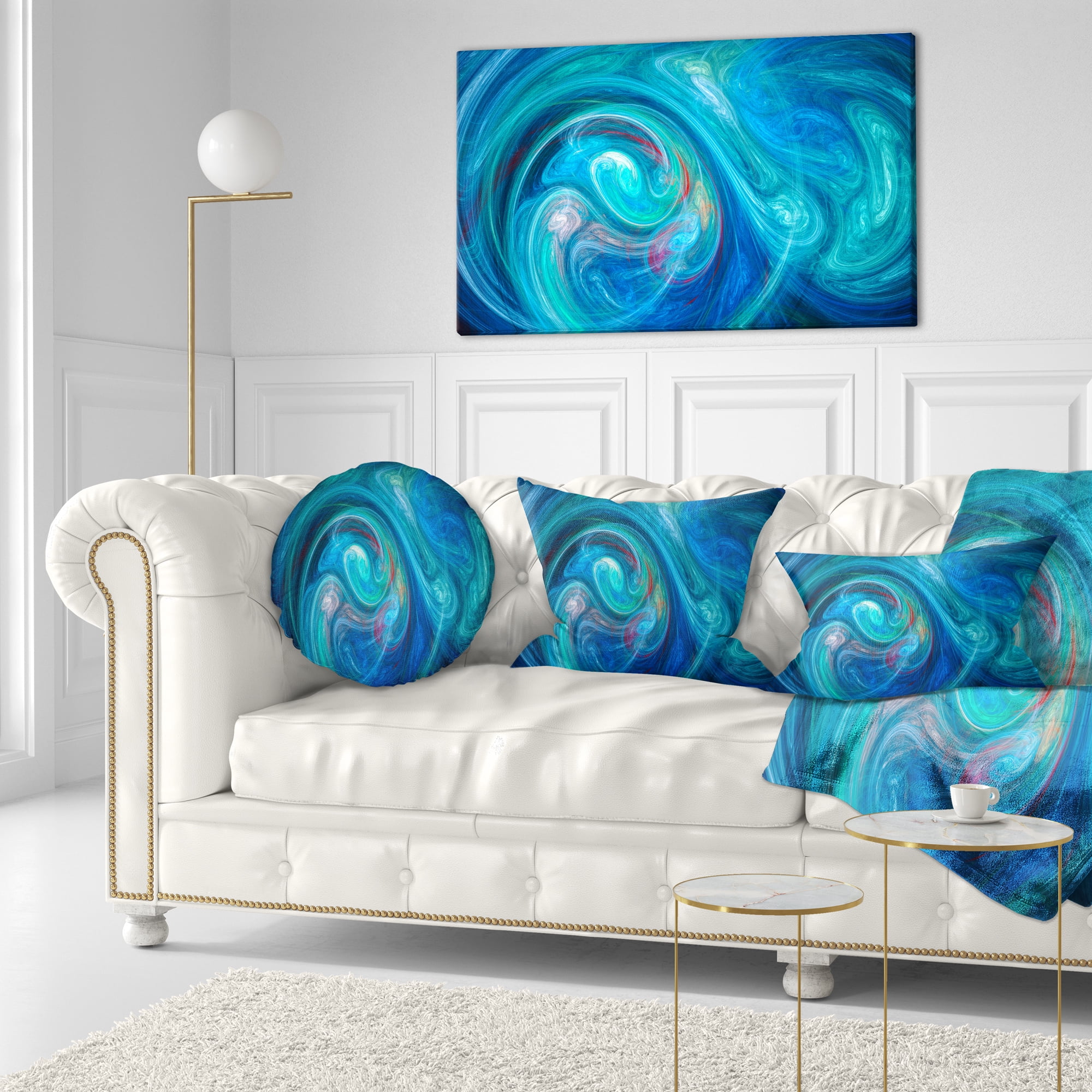 Designart 'Dark Blue Fractal Abstract Texture ' Abstract Canvas Wall Art